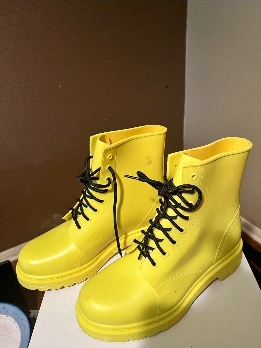 Madden Girl Yellow Lace-Up Ankle Boots